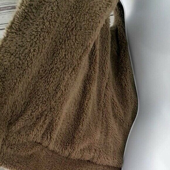 Miilla Shearling Faux Leather Vest Brown Small Lined Zip Pockets Hood Vegan READ - Picture 6 of 13